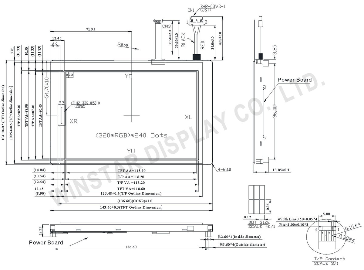 5.7-inch TFT LCD Display with Resistive Touchscreen and Power Board - WF57WTLECDNT0