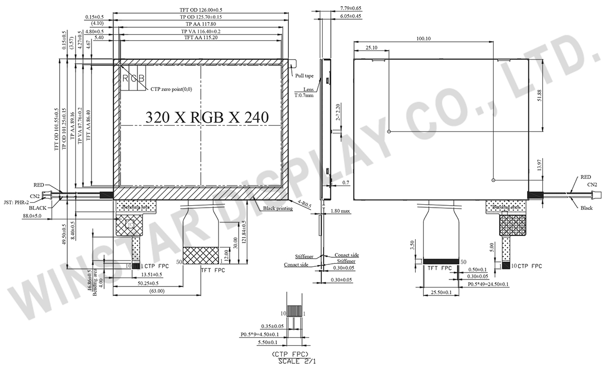 5.7"  Projected Capacitive Touch Panel TFT LCD Module - WF57DTIACDNGE