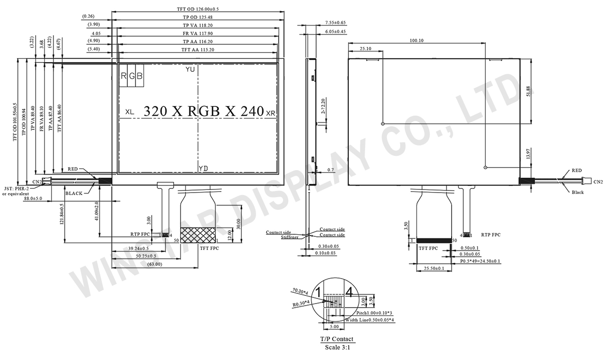 WF57DTIACDNT0 - 5.7 RTP Touch TFT-LCD