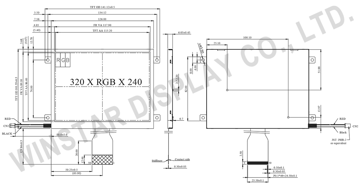 5.7-inch 320x240 Standard TFT LCD Display Module - WF57ZTIGCDNN0