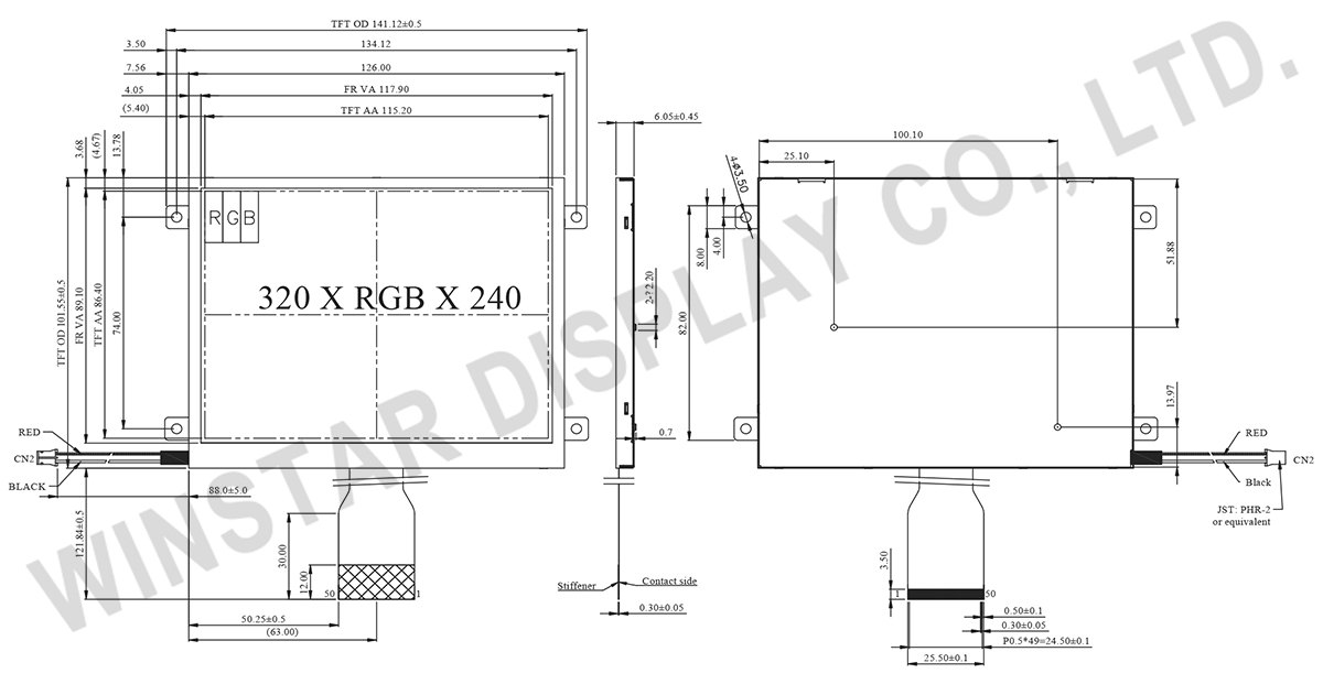 5.7-inch TFT LCD Display Module with O-Film Technology - WF57ZTZGCDNN0