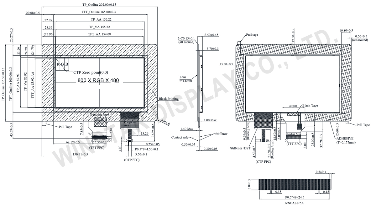 Capacitive Touchscreen Display, Capacitive Display TFT, Capacitive Display - WF70A2TIAGDNGB
