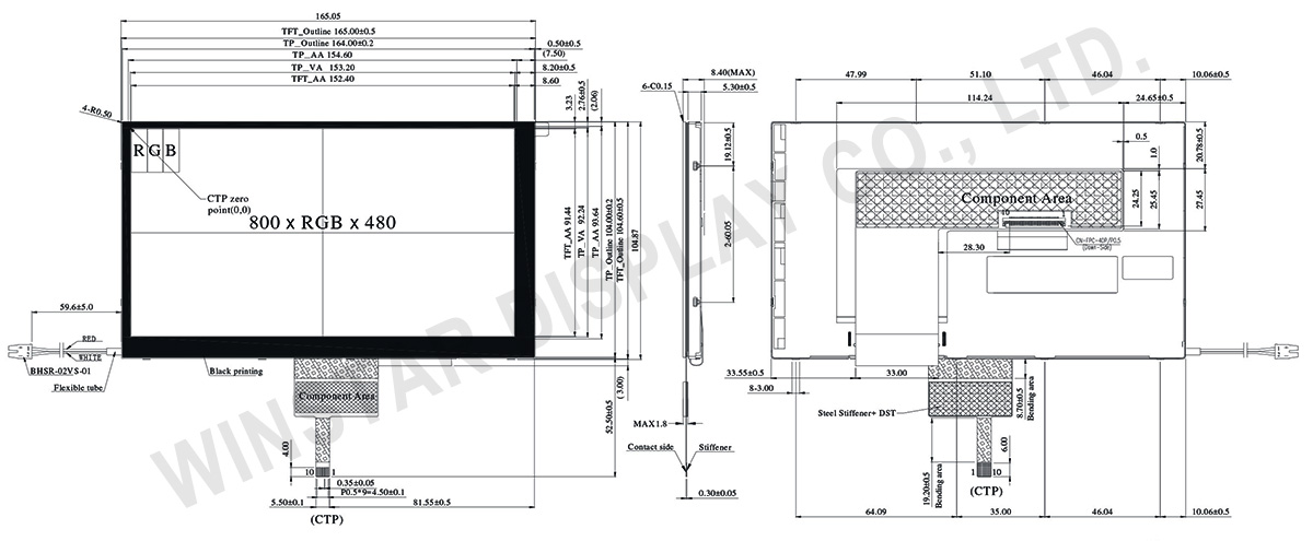 Standard PCAP Touch TFT LCD Modules 7" - WF70A6TIAGDNG0