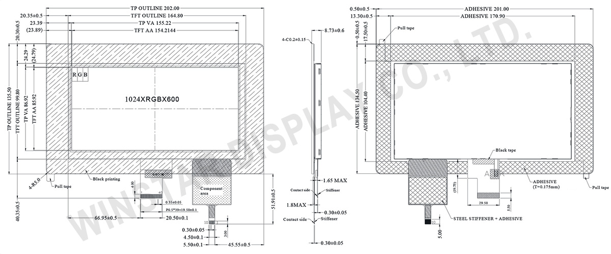 1024x600 Display, USB PCAP TFT Display 7 - WF70A7TIAHLNB0 - Winstar Display