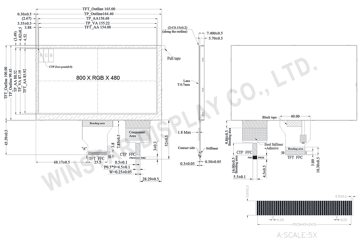 TFT Capacitive Touchscreen, LCD Capacitive Touchscreen, LCD Capacitive, TFT Capacitive - WF70B4TIAGDNGA