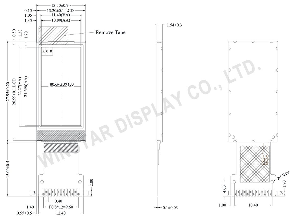 Mini TFT LCD, Mini IPS TFT Display 0.96, 0.96 TFT Display, TFT 0.96 IPS Display - WF0096ATYAA3DNN0