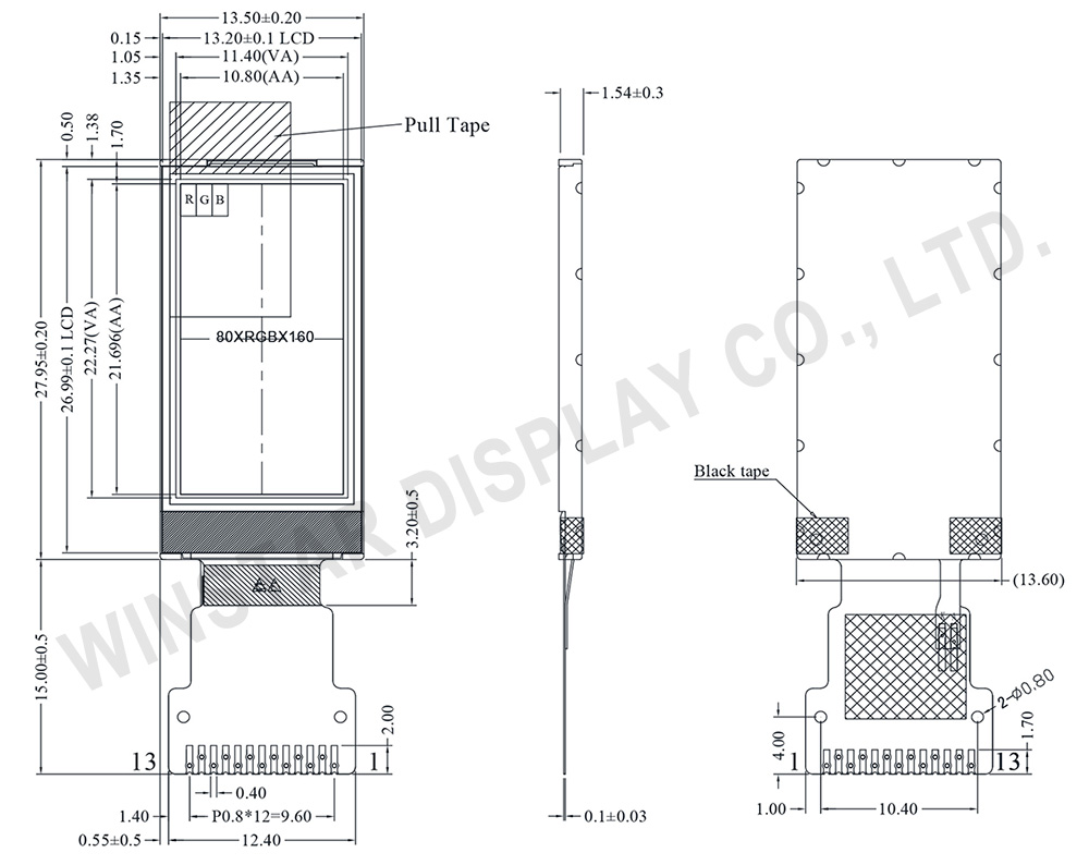 Mini TFT LCD, Mini IPS TFT Display 0.96, 0.96 TFT Display, TFT 0.96 IPS Display - WF0096ATYAA3DNN0