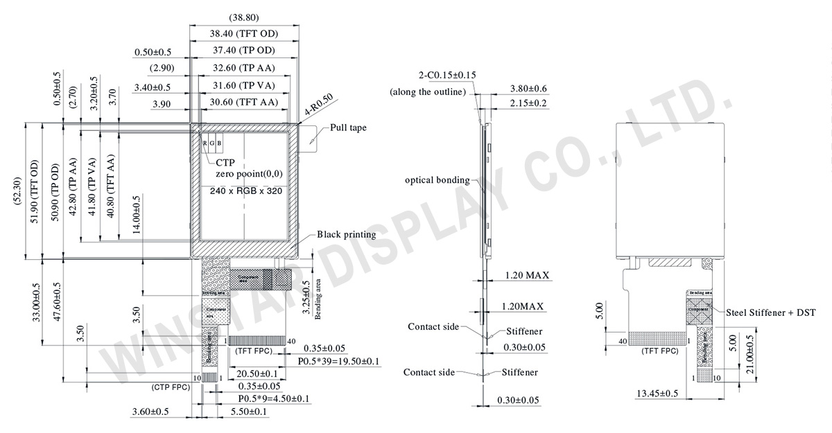 2 inch IPS 240x320 TFT LCD Display with PCAP - WF0200BTYAJDNG10