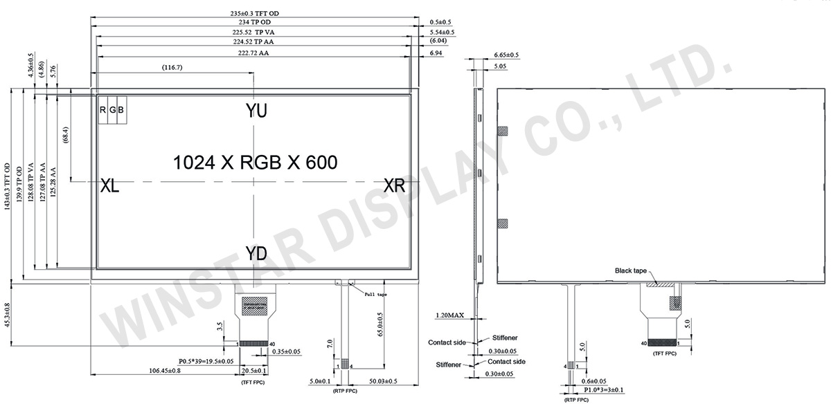 Resistive Touch Screen TFT, TFT Resistive Touch, TFT Resistive Touchscreen, Resistive Touch Screen- WF101JTYAHLNT0