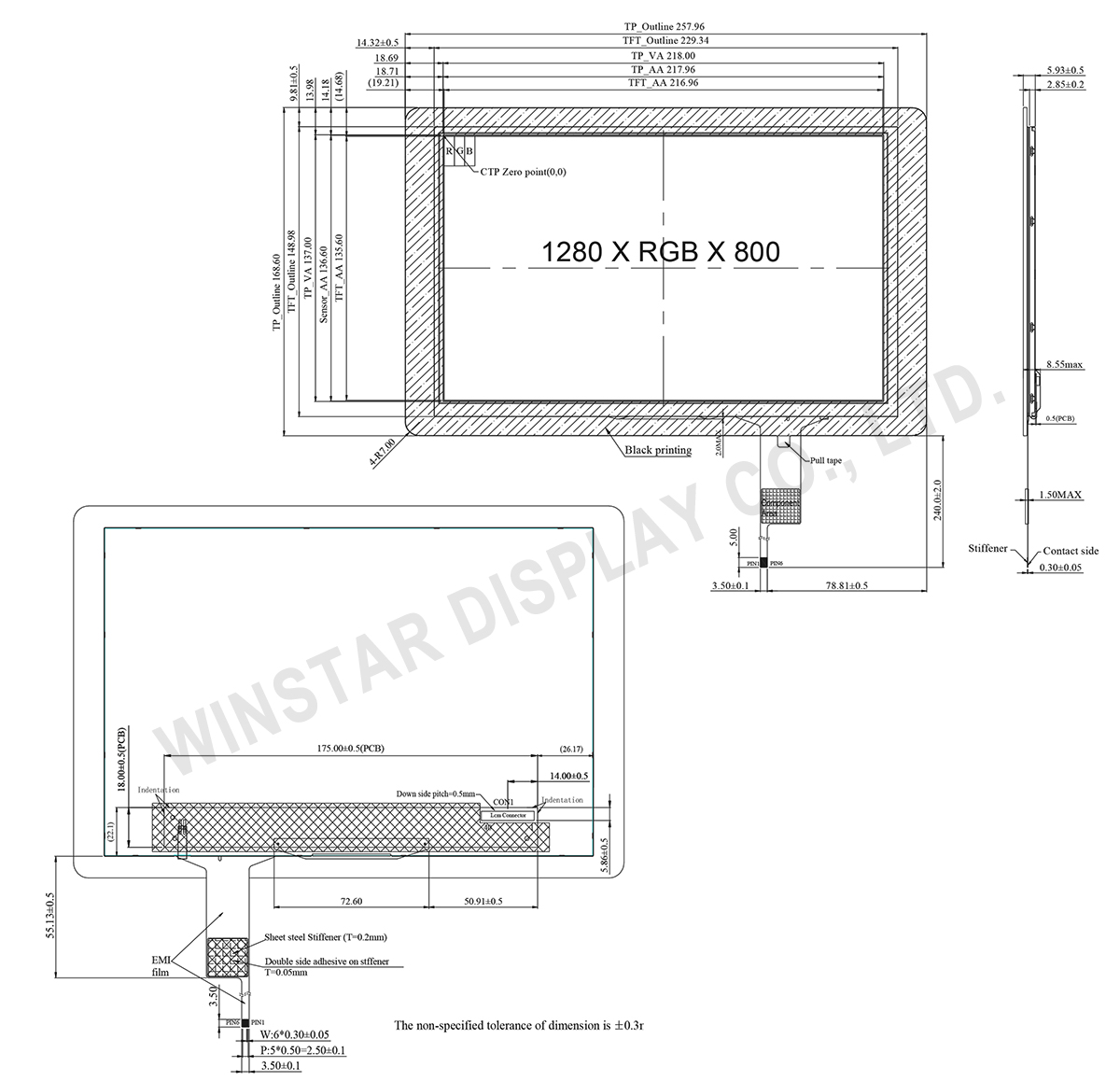 IPS LCD Capacitive Touchscreen, IPS Capacitive Touchscreen TFT, Capacitive LCD - WF101KTYAPLNG0