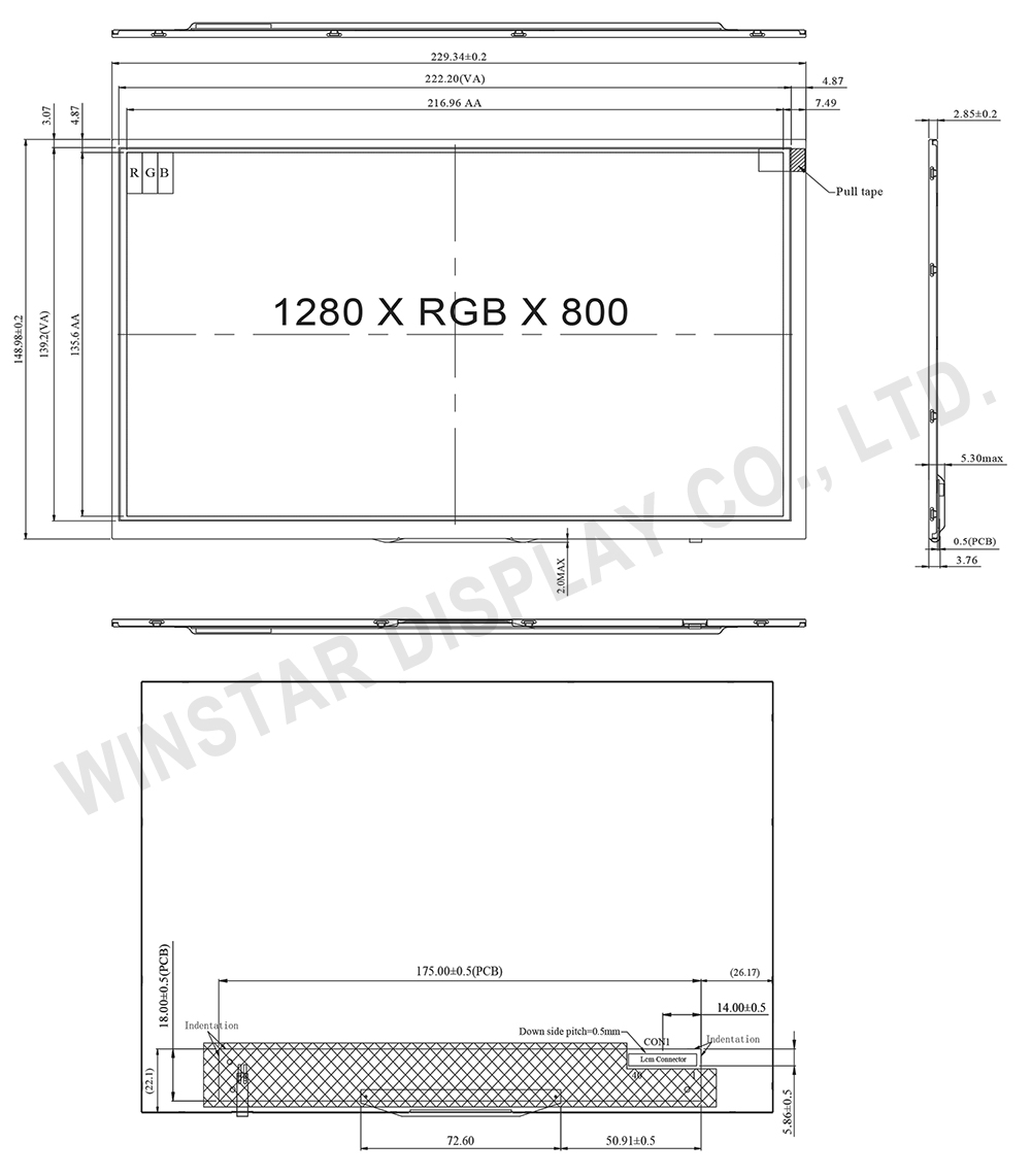 1280x800 LCD Panel, 10.1 LCD Panel, LCD Panel 10.1 - WINSTAR