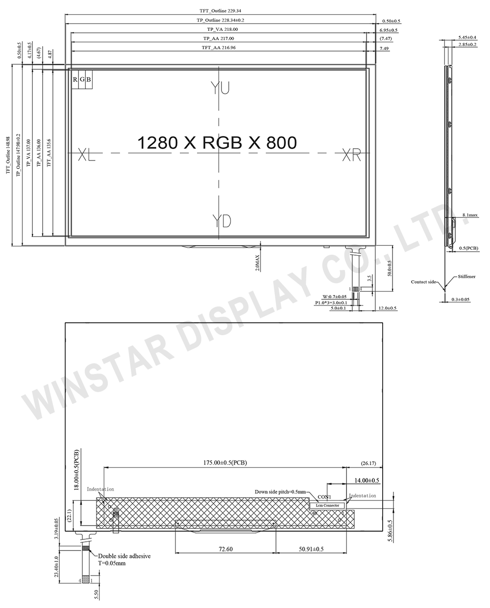IPS Touchscreen Display, IPS LCD Touchscreen - LVDS, WF101KTYAPLNT0