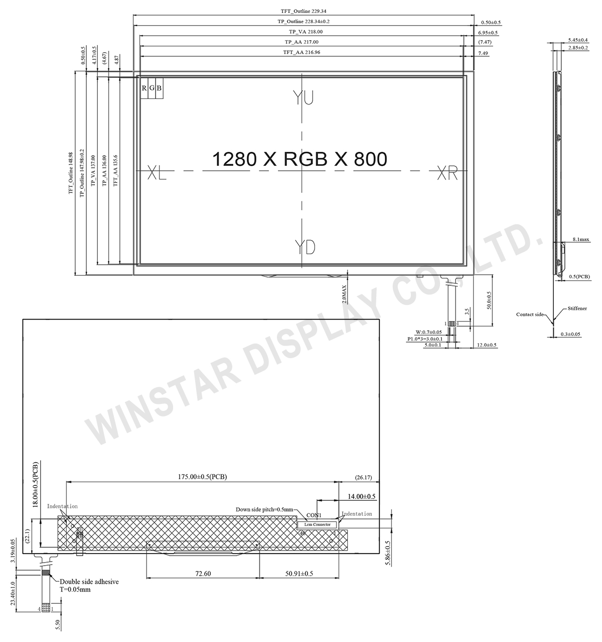 HD IPS Display, IPS Touchscreen Display, IPS LCD Touchscreen - LVDS, WF101KTYAPLNT0