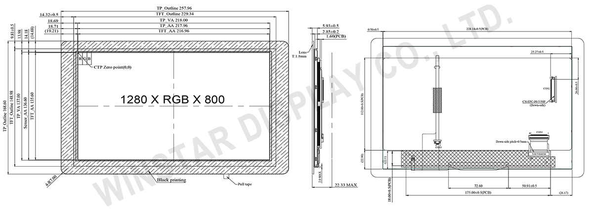 10.1-inch IPS TFT-LCD Module with PCAP Touch and Integrated Power Board - WF101KTYJPLNG0