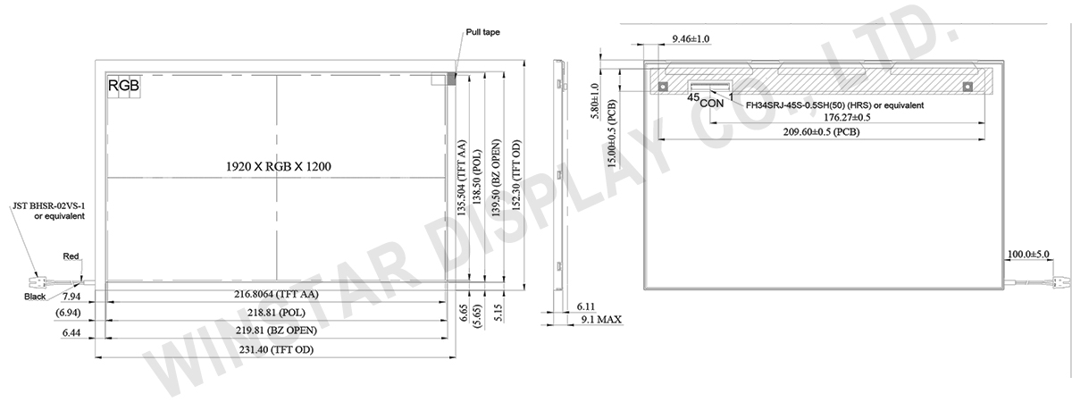 Quantum Dot TFT Display, QD LCD Display, QD Display, Quantum Dot Display - WF101NTYA4LNN0#000