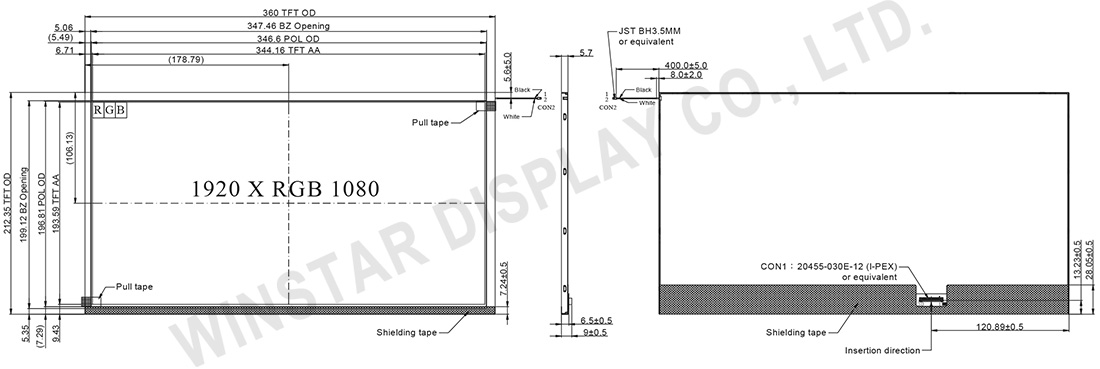 15.6 inch 1920x1080 LCD,15.6 TFT,15.6 Display,15.6 LCD Screen with High Brightness - WF1560BSYAA5ENN0