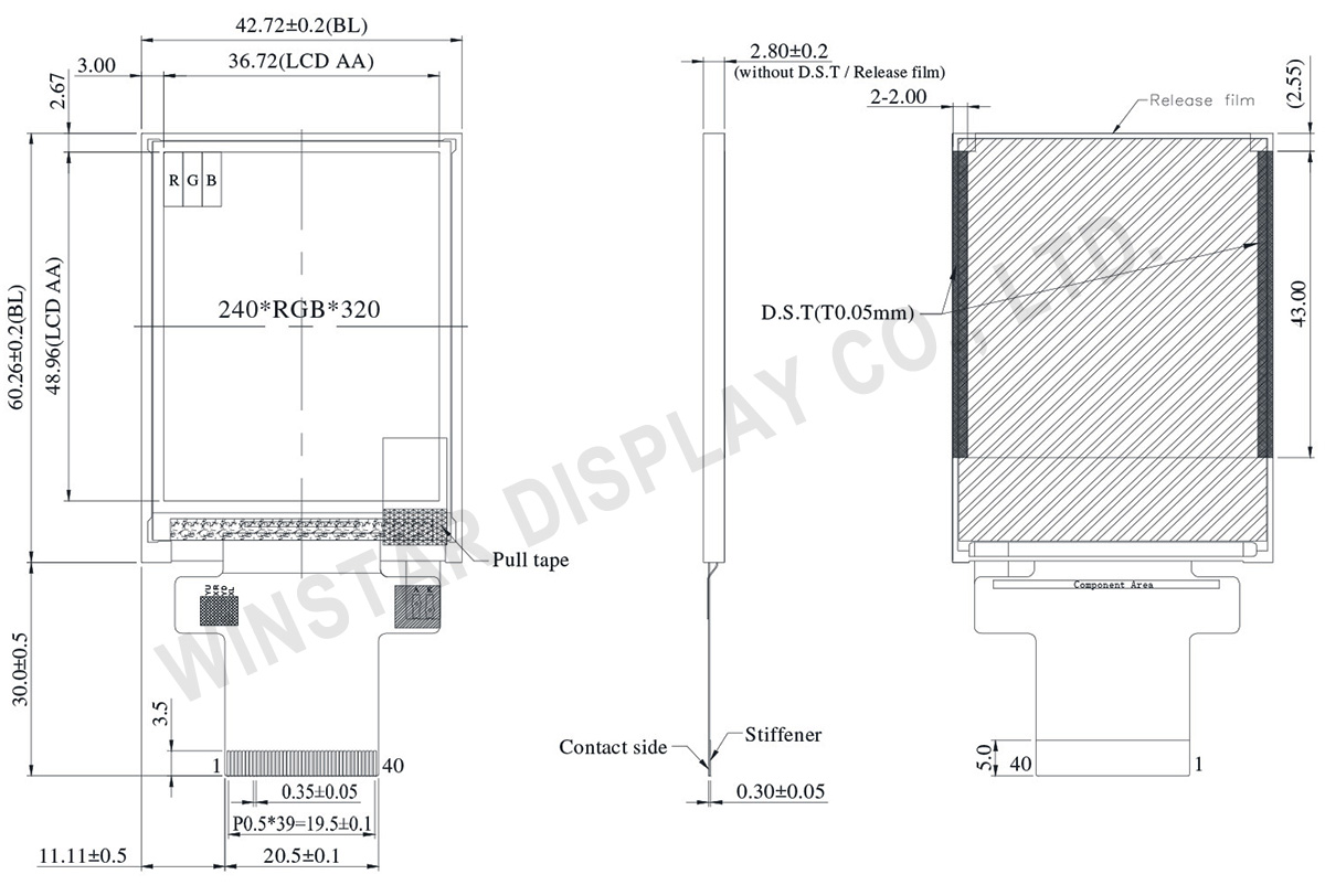 Portrait Display, 2.4-inch Portrait IPS TFT Display - WF24LTYAJDNN0