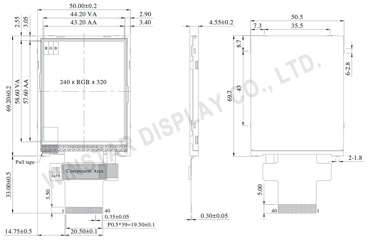 2.8 inch 240x320 TFT IPS LCD Display - WF28JTYAJDNN0 - Winstar