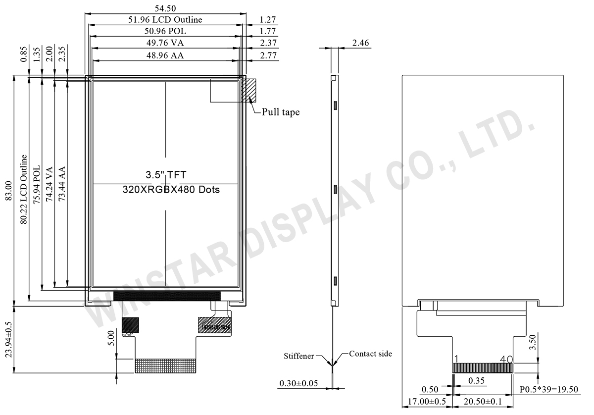 3.5-inch TFT IPS LCD Display - WF35UTYAIDNN0