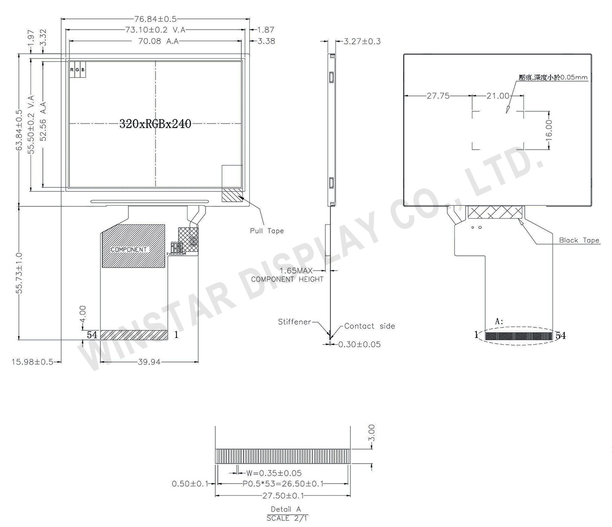 3.5" IPS High Brightness TFT Display - WF35XSWACDNN0