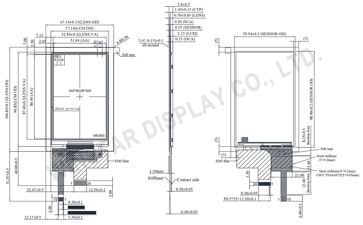 Portrait Screen, 3.97-inch Portrait Screen MIPI IPS TFT-LCD with Capacitive Touch - WF40CTYAQMNG10