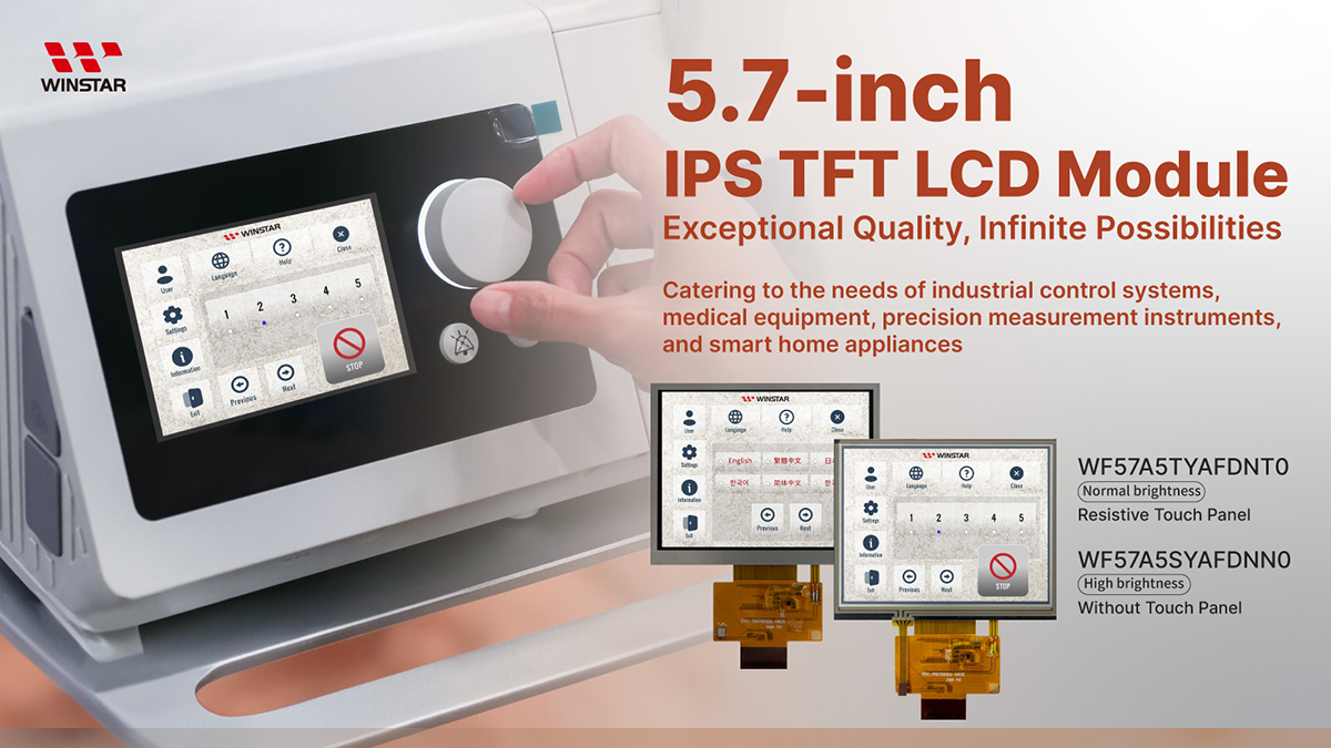 Modulo LCD TFT IPS ad alta luminosità da 5,7 pollici con risoluzione 640x480 - WF57A5SYAFDNN0