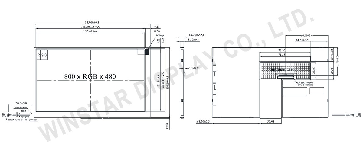 7 inch Wide Temperature IPS TFT Display - WF70D2TWAGDNN0