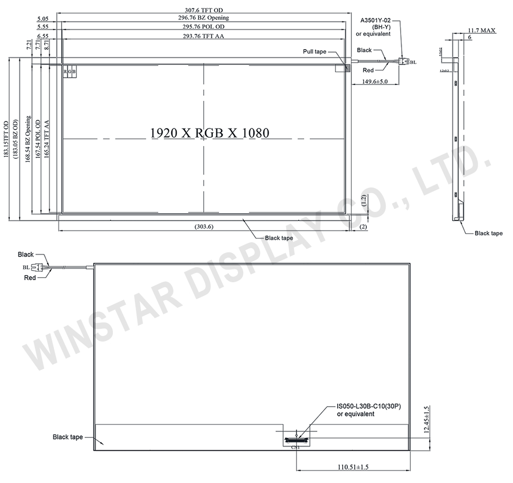13.3-inch Full HD TFT LCD Display Module (1920x1080) - WFN1330A2T0YAENN000