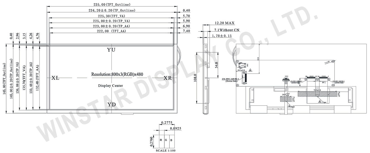10.2 TFT LCD, Industrial TFT LCD + Controller Board 10.2 - WF102QTIFGDBT0