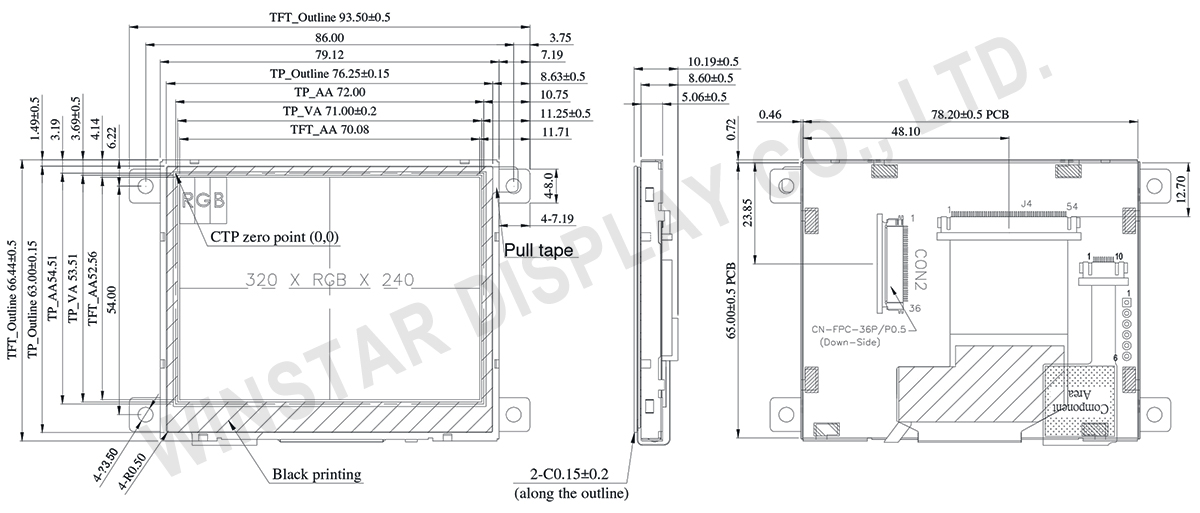 TFT Capacitive Touch Screen, TFT Capacitive Touch, Capacitive Touch Screen - WF35PTIBCDBG0