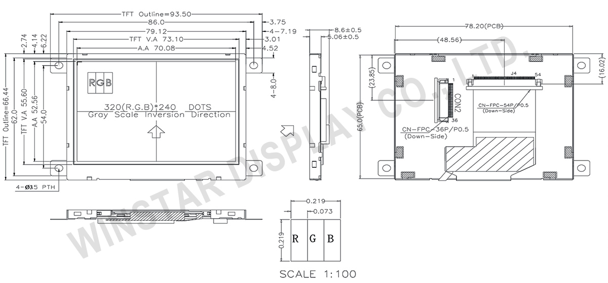 WF35PTIBCDBN0 - 3.5 inch TFT LCD with Controller Board