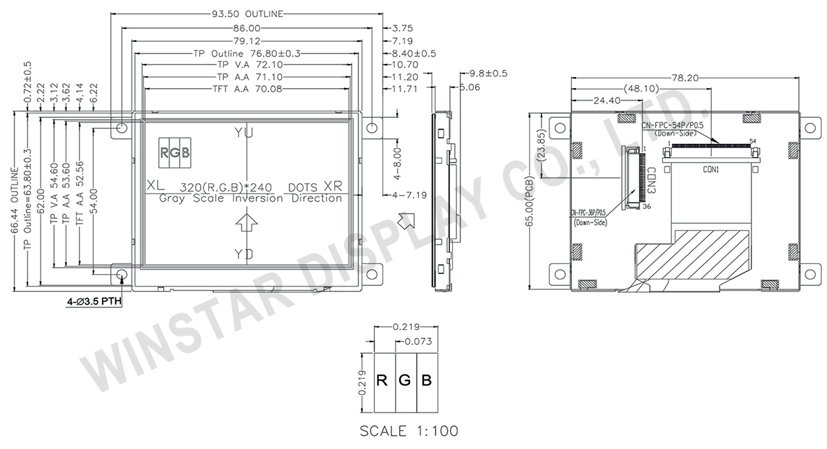 WF35PTIBCDBT0 - 3.5" TFT with Integrated Controller Board