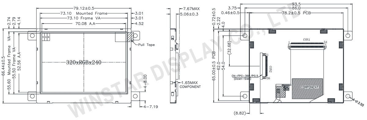 3.5-inch IPS TFT LCD Display Module with Control Board - WF35QTIBCDBN0