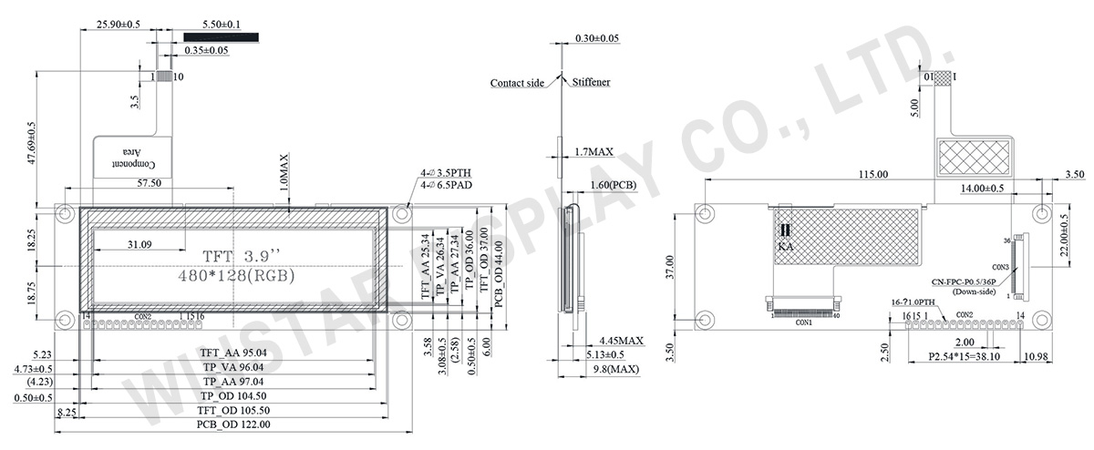 Capacitive Touch Display, Touch Panel Display - Winstar Touch Display- WF39QTIBSDBG0