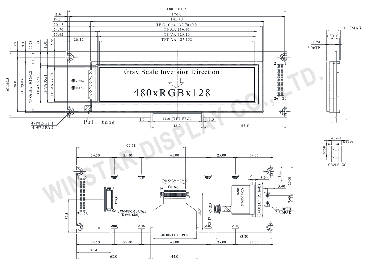 5.2-inch TFT Capacitive Touch Bar Display with Controller Board - WF52QTLBSDBG0