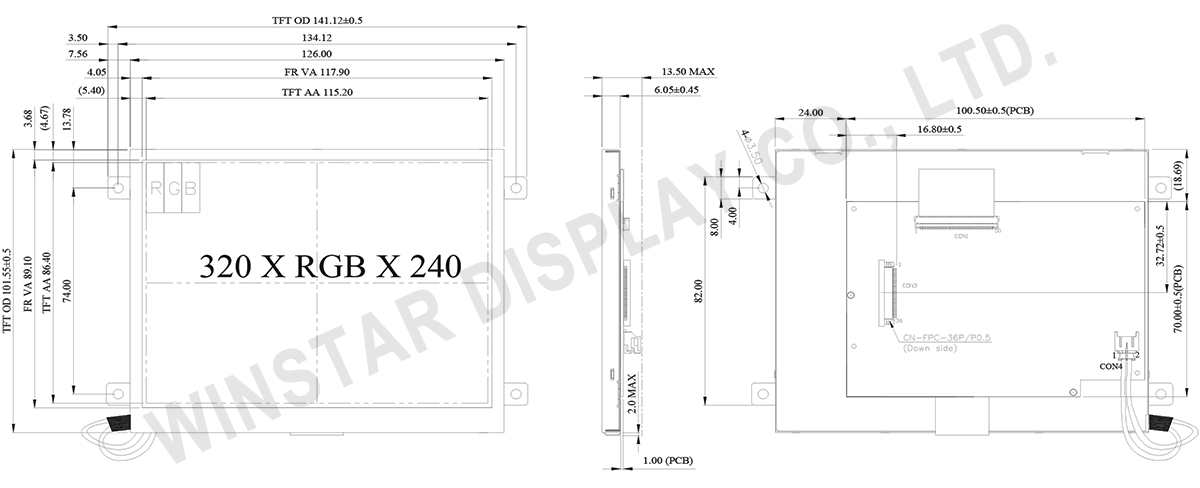 5.7 inch TFT Display Panel with Controller Board - WF57A2TIBCDBN0