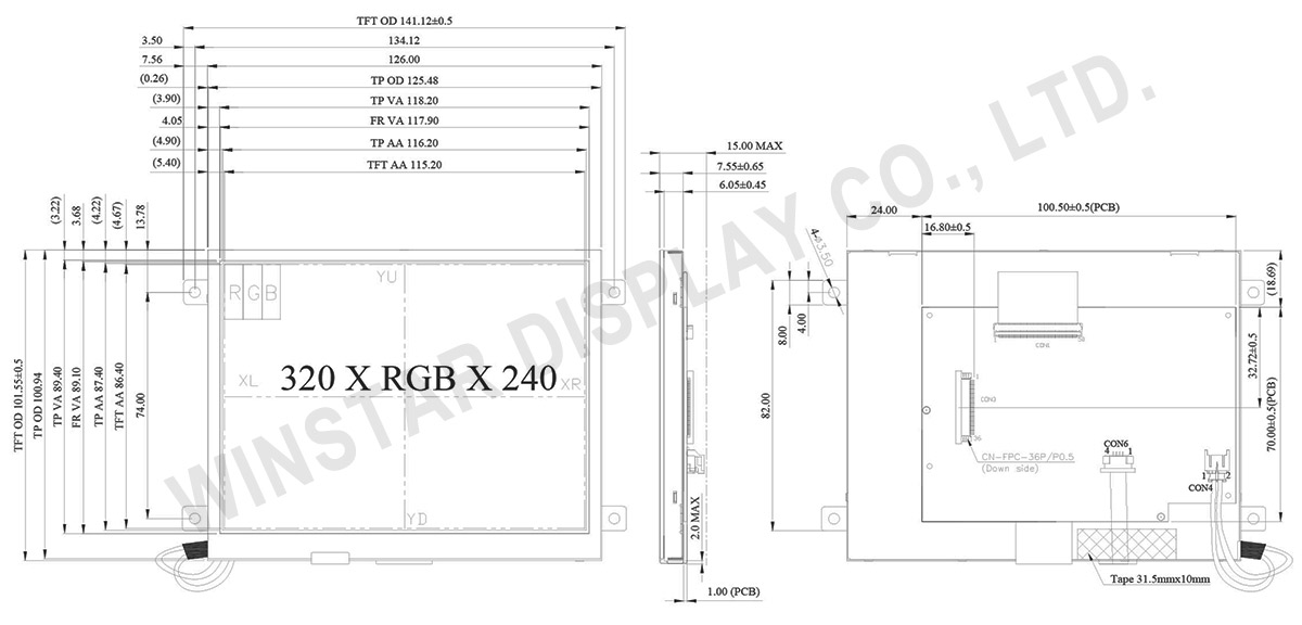 5.7 TFT Panel (RTP) with LCD Controller Board - WF57A2TIBCDBT0