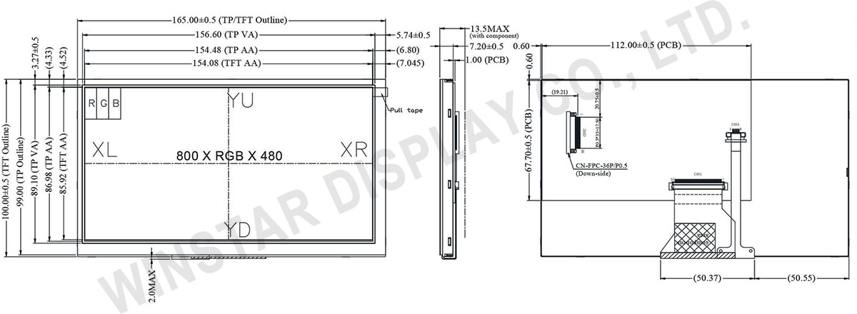 RTP TFT Display 7 inch with Controller Board - WF70A2TIFGDBT0