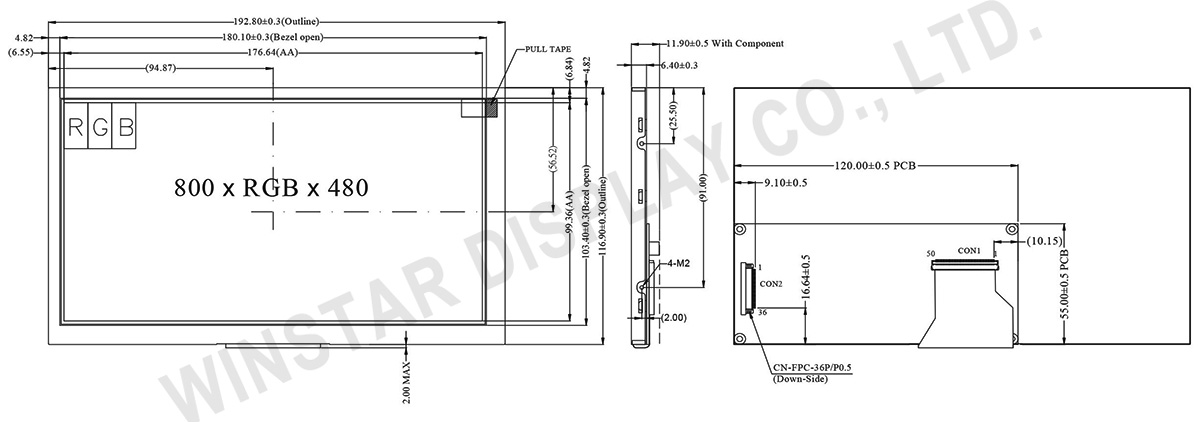 8 TFT Panel with LCD Controller Boards - WF80PTIFGDBNB