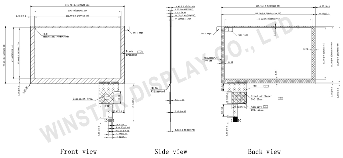 5 inch Five-finger Touch Screen - TST0005R0B4111XXXX05