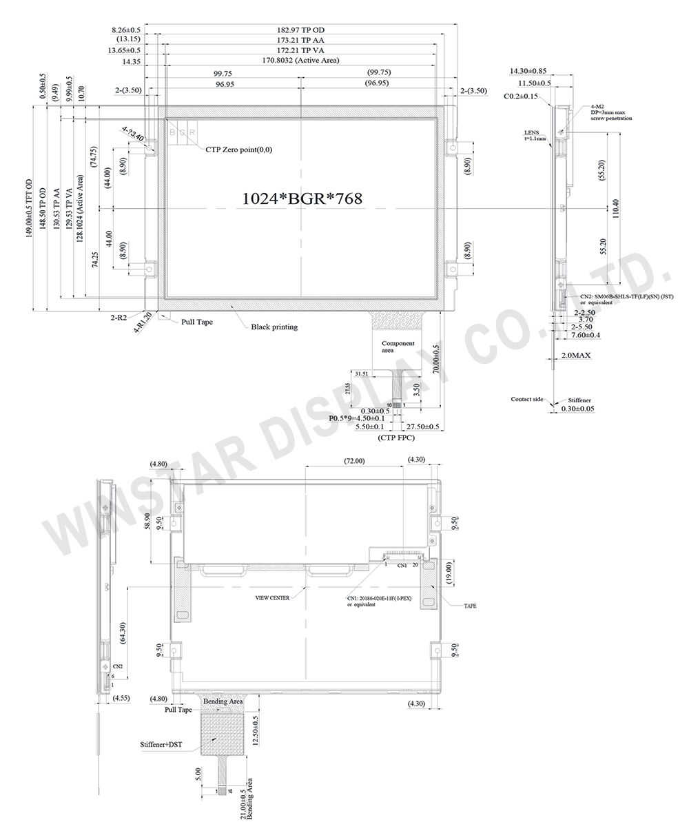 8.4 Touchscreen Display, 8.4 Touchscreen TFT Display with Wide Temperature Range - WF0840ASWAMLNB0