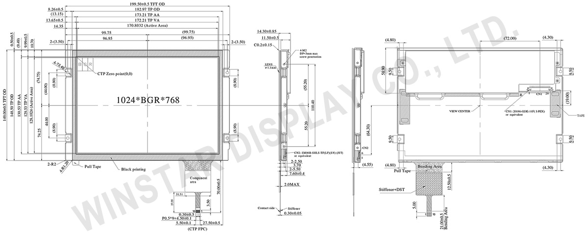 8.4 Touchscreen Display, 8.4 Touchscreen TFT Display with Wide Temperature Range - WF0840ASWAMLNB0