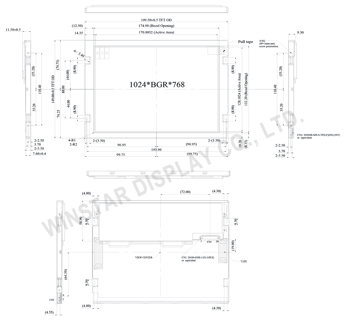 Wide Temperature 8.4 LVDS TFT LCD Display - WF0840ATWAMLNN0