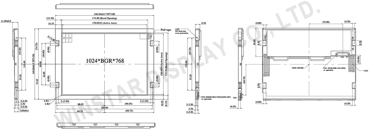 Wide Temperature 8.4 LVDS TFT LCD Display - WF0840ATWAMLNN0