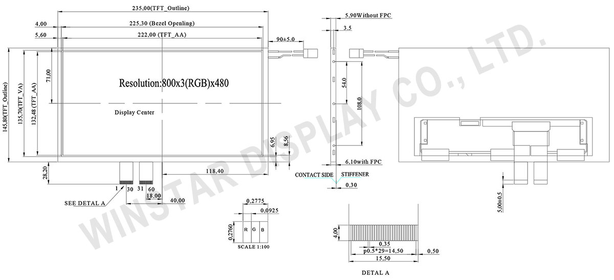 Winstar 10.2 Wide Temperature TFT-LCD Module - WF102ATIAGDNN0