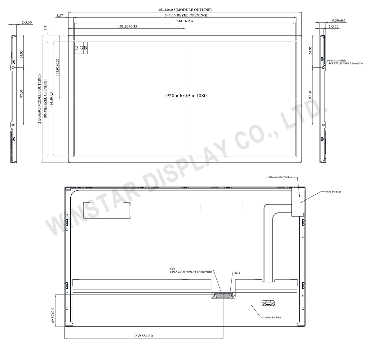 15.6-inch FHD TFT LCD Display with LVDS Interface – Industrial-Grade Performance - WF1560ATWAA5LNN0