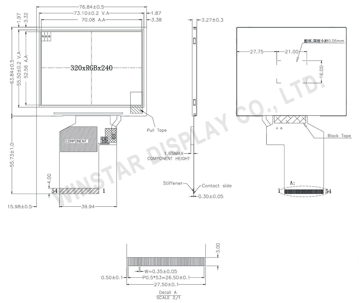 3.5 inch 320x240 IPS TFT Display - WF35XTWACDNN0