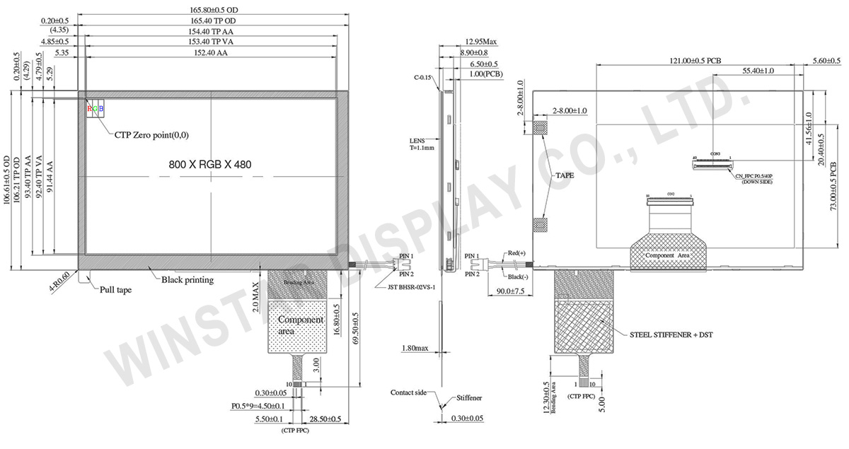 7-inch Wide Temperature Range IPS TFT-LCD with Capacitive Touch - WF70B8SWAGDNB0
