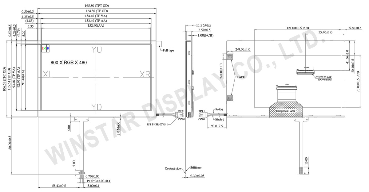 7-inch Wide Temperature Range IPS TFT-LCD with Resistive Touch - WF70B8SWAGDNT0