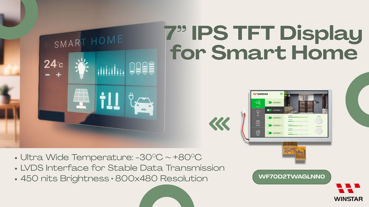 7-inch Ultra Wide Temperature IPS TFT LCD with LVDS Interface - WF70D2TWAGLNN0